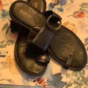 Born black leather sandals